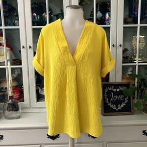 Lemon Yellow Blouse and Sz L  Carole Christian